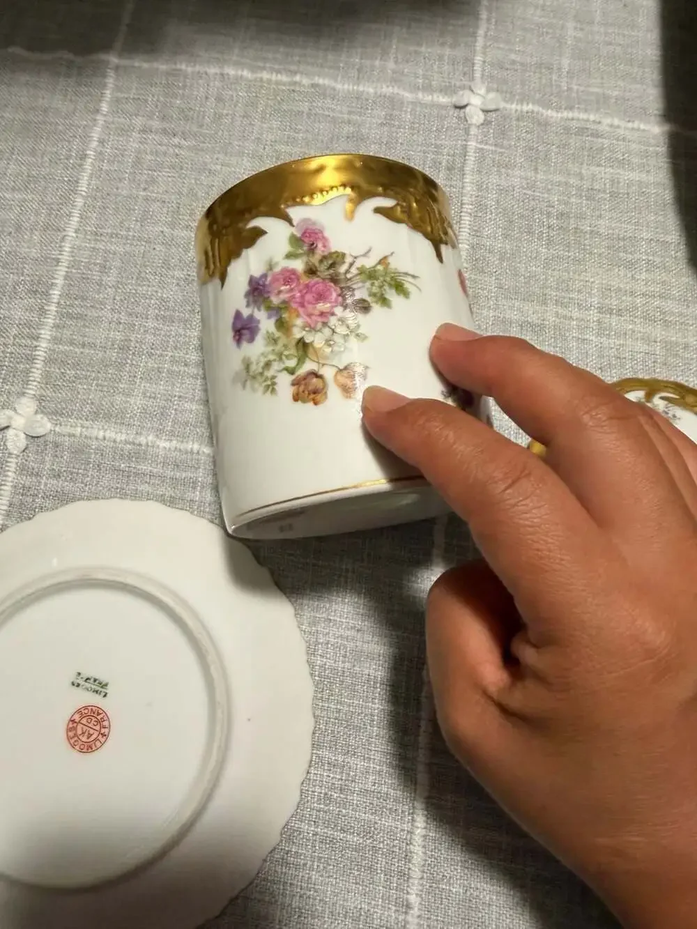 Antique Limoges France Porcelain Condensed Milk Jar Container set